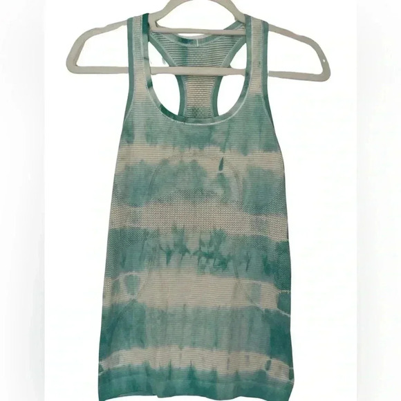 Lululemon Heathered Tranquil Blue Tie Dye Swiftly Tech Racerback Tank Size 4 - Picture 9 of 10
